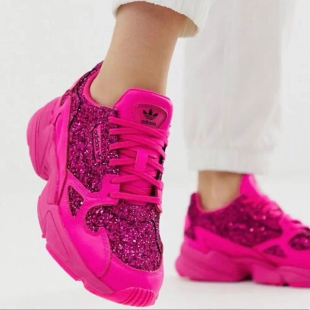 Adidas Falcon Shock Pink Torsion Glitter Women's Sneakers Shoes Size 7